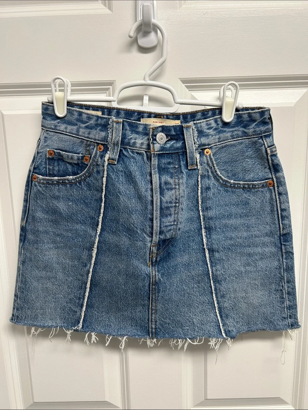 Levi's Faded Blue Panelled Denim Mini Skirt Sz 24